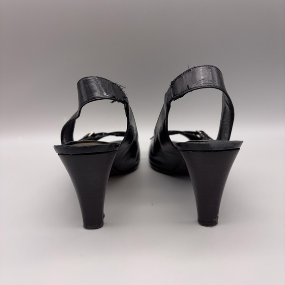 Stuart Weitzman Heels Womens Size 8 Black Slingback Open Toe Shoes Business - Picture 5 of 12